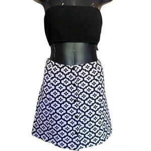 TOPSHOP Tile Jacquard Print Mini Skirt in Blue and Cream Size 12